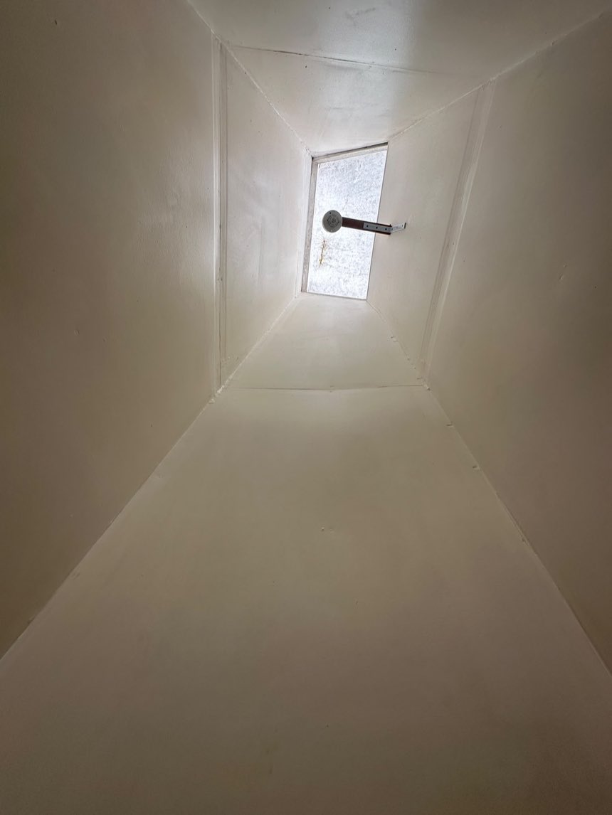 The same skylight shaft clean after remediation