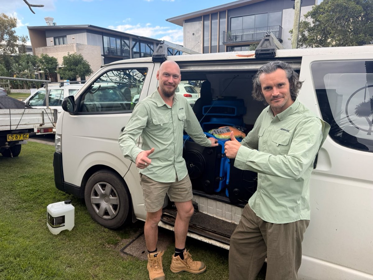 Beau and Allar of Unmould with the equipment van at a job in Northern NSW